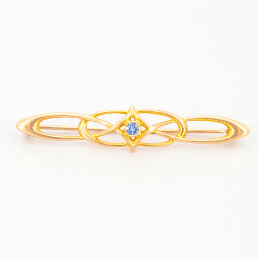 ART NOUVEAU 10K GOLD CHAMPENOIS & CO SAPPHIRE BROOCH
